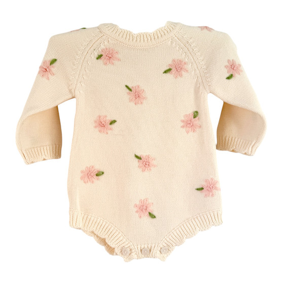 baby girls spring floral knit romper