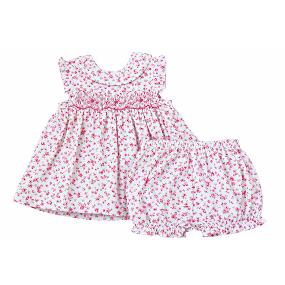 baby girls easter smocked pink dress with bloomers set