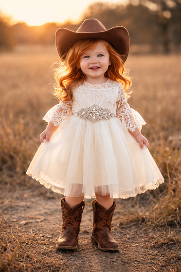 girls toddler baby ivory country lace flower girl dress