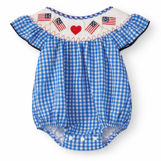 baby toddler girls usa patriotic smocked romper