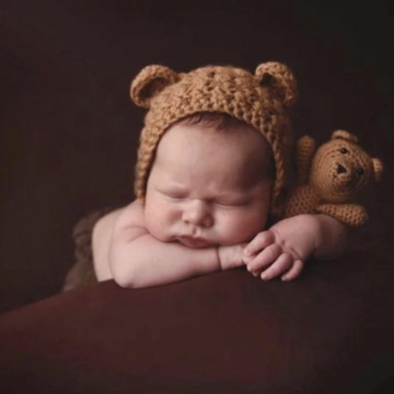 Baby crochet teddy bear photography prop