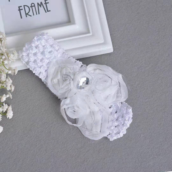 Baby Gem Headband, Baby white baptism headband, baby white christening headband, white christening headband, blessings headband baby