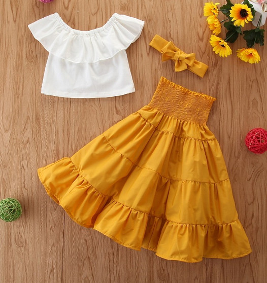 toddler crop and skirt set