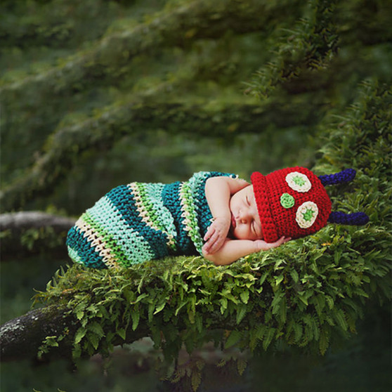 baby crochet caterpillar photography prop