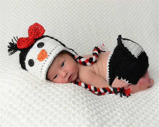 baby girl penguin photography prop