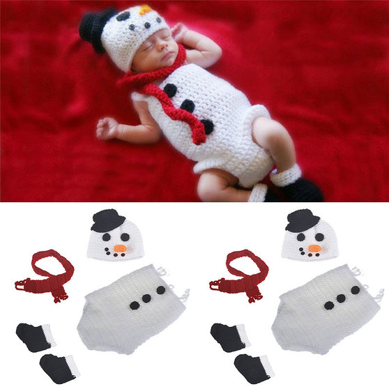 baby crochet snowman photography prop