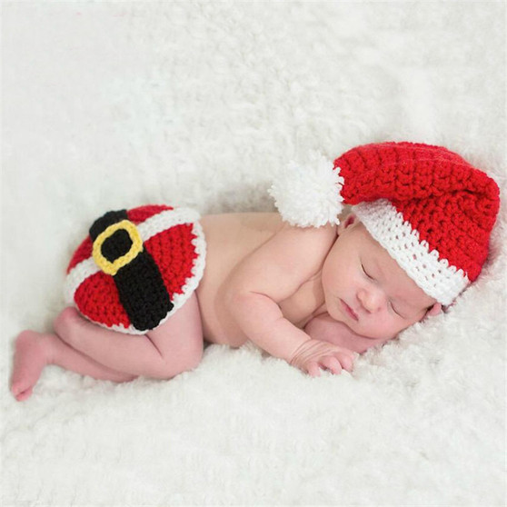 baby girl santa crochet photography prop