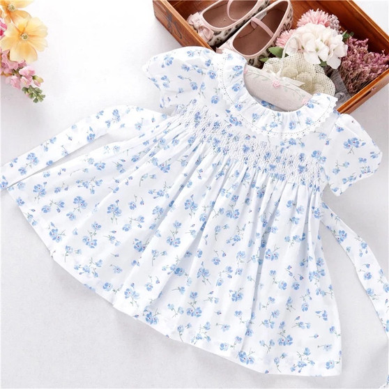 baby girls blue smocked dress