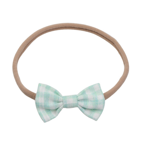 baby girls mint gingham bow headband