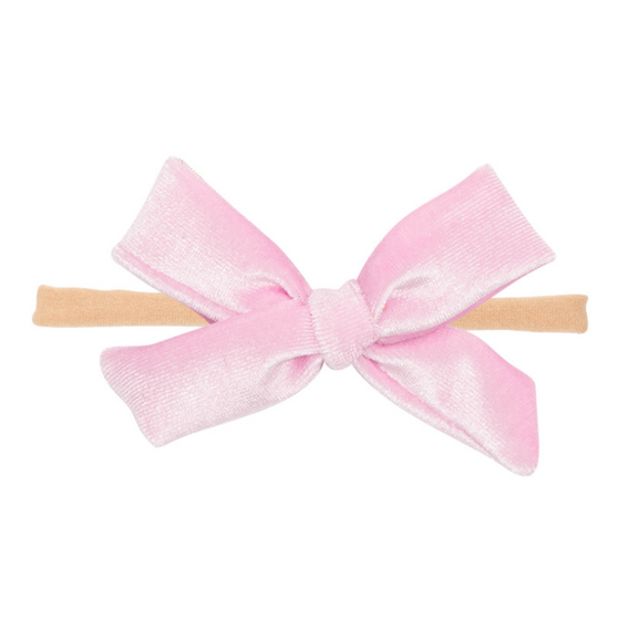 baby toddler pink velvet bow headband