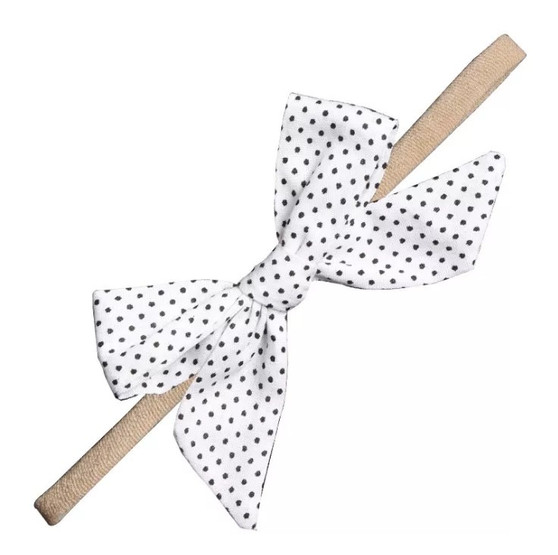 baby toddler white and black polka dot bow headband