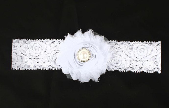 baby baptism headband with pearls and gems