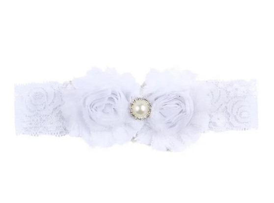 baby white baptism headband