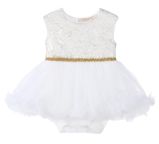 baby white and gold christmas dress