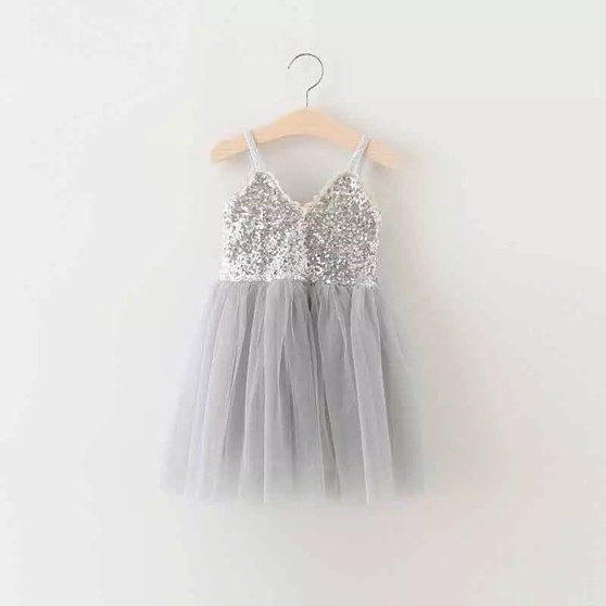 girls silver flower girl dress