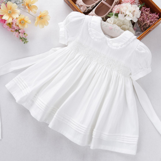 baby girls white smocked dress