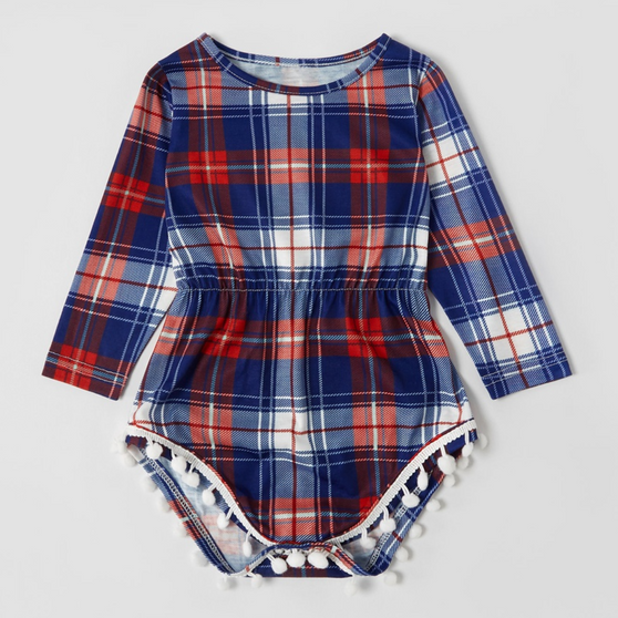 baby plaid romper