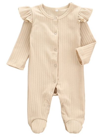 baby girls cream ribbed footie