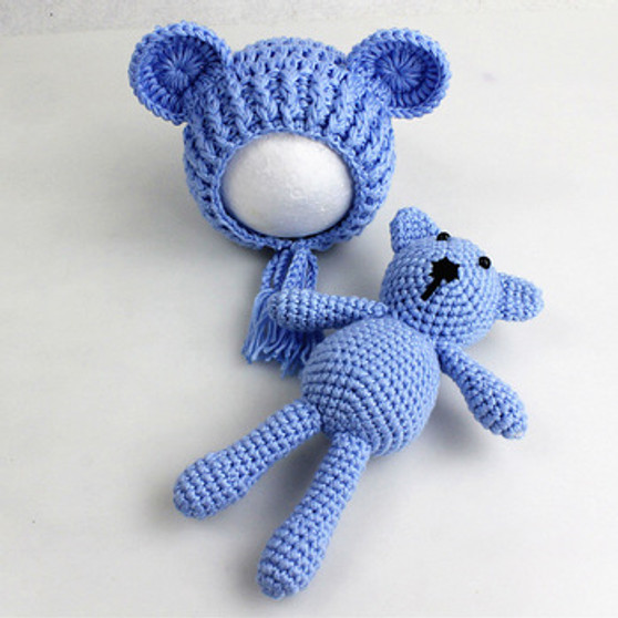 blue teddy bear newborn photography prop