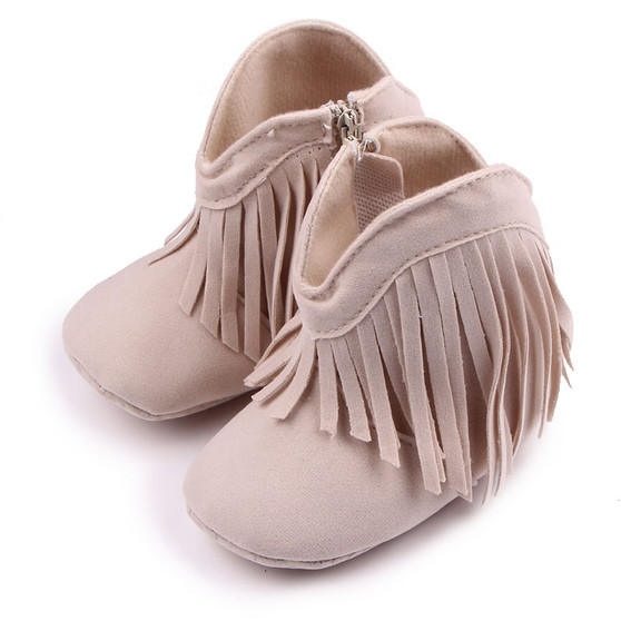 baby girl brown fringe boots