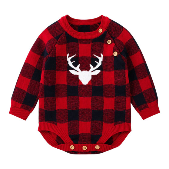 plaid baby romper