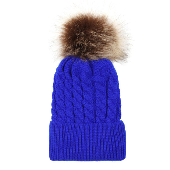 baby toddler dark blue pom hat