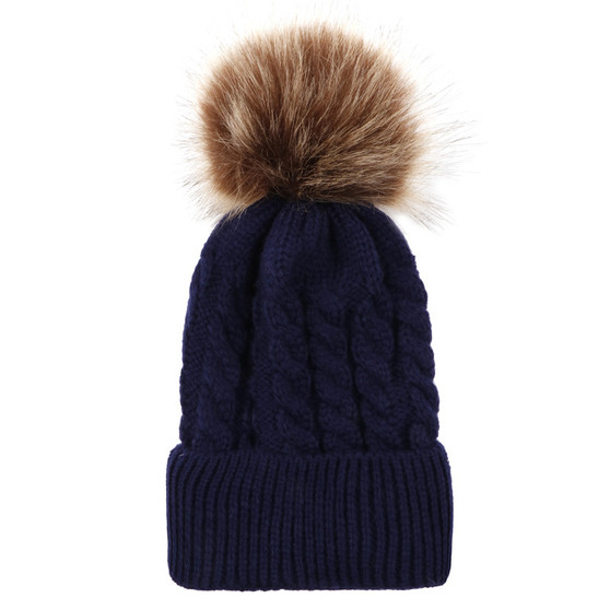 baby toddler navy pom hat