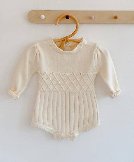 baby girl cream knit romper