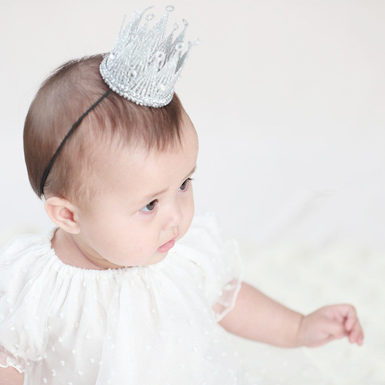 baby silver crown headband