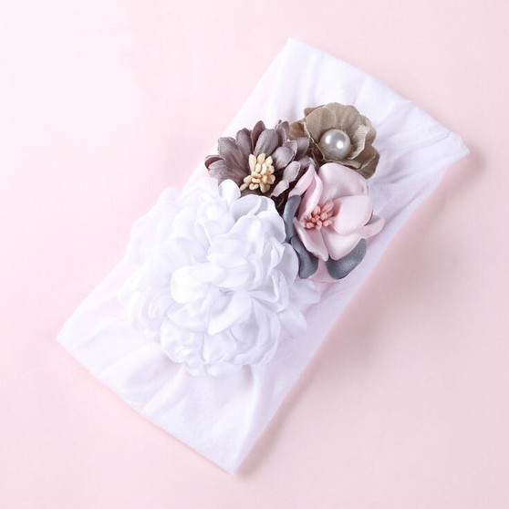 girls white floral headwrap