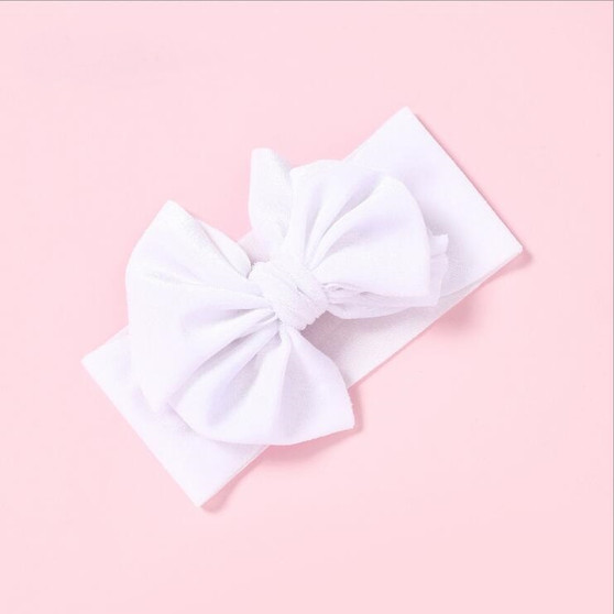 girls white velour headband bow