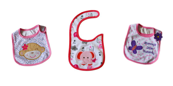 Baby Girl Set of 3 Bibs