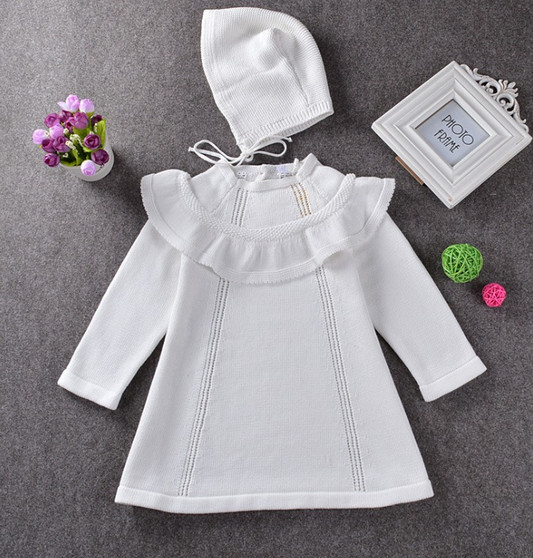 baby girls knit white dress