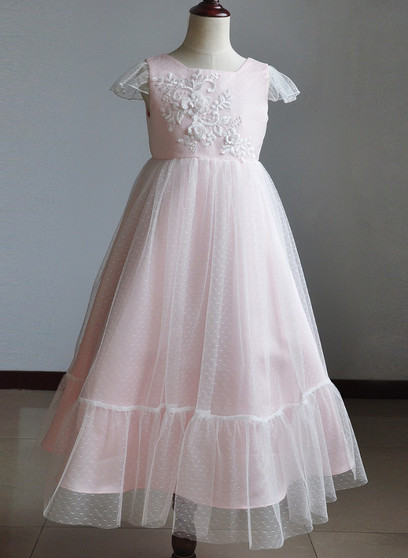 light pink floral flower girl dress