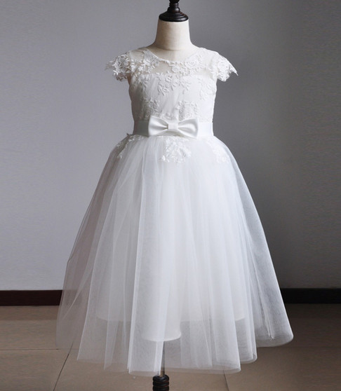 girls short sleeve communion gown