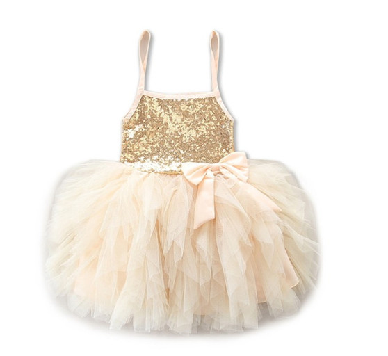 girls gold flower girl dress