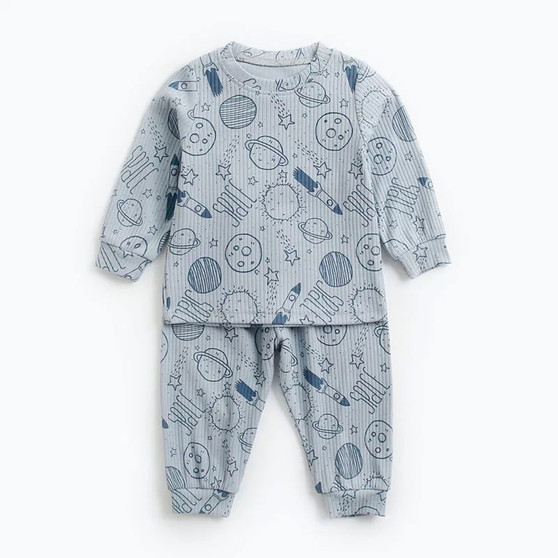 baby boys outer space ribbed pajamas