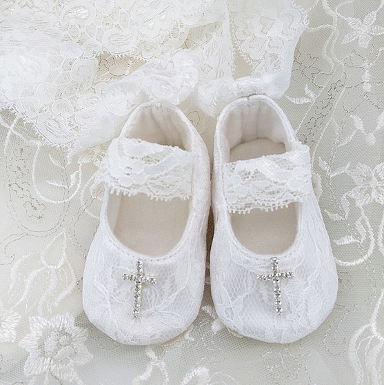 baby girls cross baptism shoes