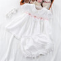 baby girls white smocked dress with bloomers and headband