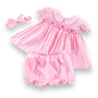 baby girls pink smocked dress with bloomers and headband