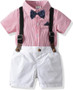 boys red and white suspender set