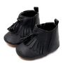 baby girls black leather boots fringe