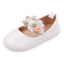 baby girls white floral pearl patent bow flats