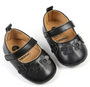 baby girls black floral leather flats