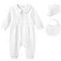 baby boys cross after baptism outfit with hat and bib