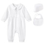 baby boys cross after baptism outfit with hat and bib