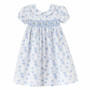 girls blue smocked floral dress