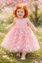 girls butterfly blooming light pink flower girl dress