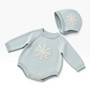 baby girls knit romper with bonnet