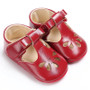 Baby Red Organic Leather Mary Janes